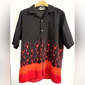 Vintage Elliott Sport Flame Shirt L | Black Red Orange Fire Graphic